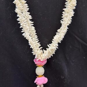 marigold creative houses handmade artificial garland flower mala, rose flower mala for pooja and photo frame (light pink roses) (12inch pack of 1)