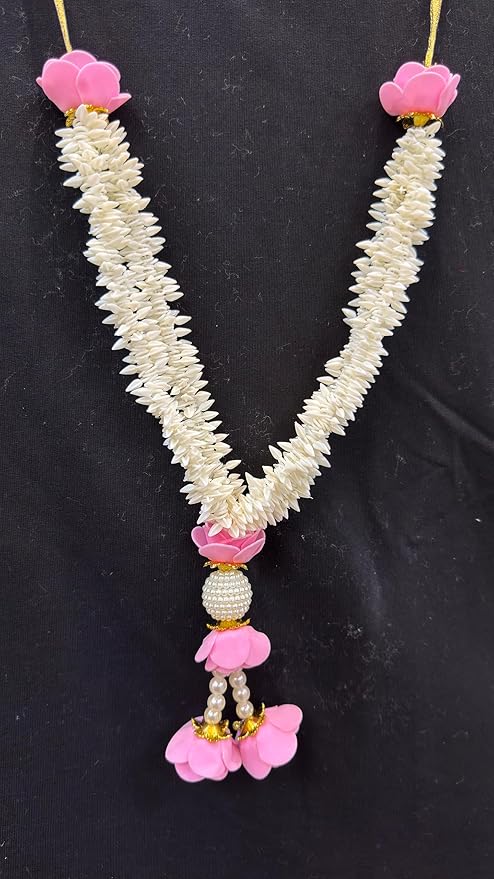 marigold creative houses handmade artificial garland flower mala, rose flower mala for pooja and photo frame (light pink roses) (12inch pack of 1) marigold creative houses handmade artificial garland flower mala, rose flower mala for pooja and photo frame (light pink roses) (12inch pack of 1)
