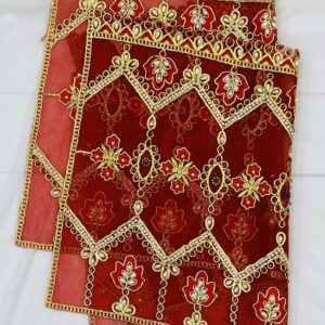 marigold creative houses red puja chunri/chunari/chundadi, matarani ki chunri, devi mata ki chunni, pooja chunari/dupatta/net chunri set of 2 (size 19 inch * 13 inch) by marigold creative houses