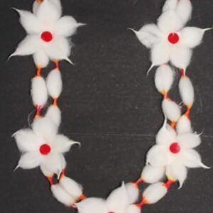 marigold creative houses cotton mala (garland) with gejje vastra & flowers (length 18 inches)