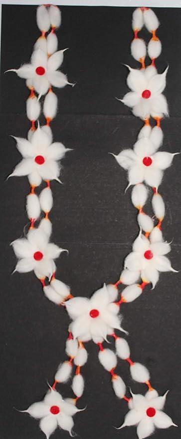 marigold creative houses cotton mala (garland) with gejje vastra & flowers (length 18 inches) marigold creative houses cotton mala (garland) with gejje vastra & flowers (length 18 inches)