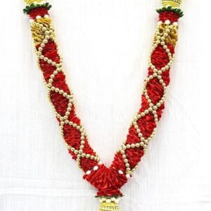 Home marigold-creative-house-artificial-flower-decorative-garland-for-wedding-puja-and-festive-use-red-golden-handmade-toran-mala-with-floral-tassel-ends-pack-of-1-length-45-cm