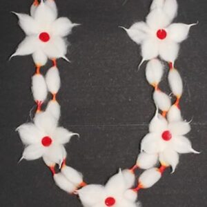 marigold creative house cotton mala/garland with gejje vastra and flowers (white, red, length 18 inches)