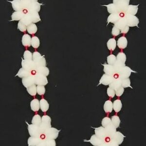 marigold creative houses cotton mala (garland) with gejje vastra & flowers (length 24 inches) 2 feet