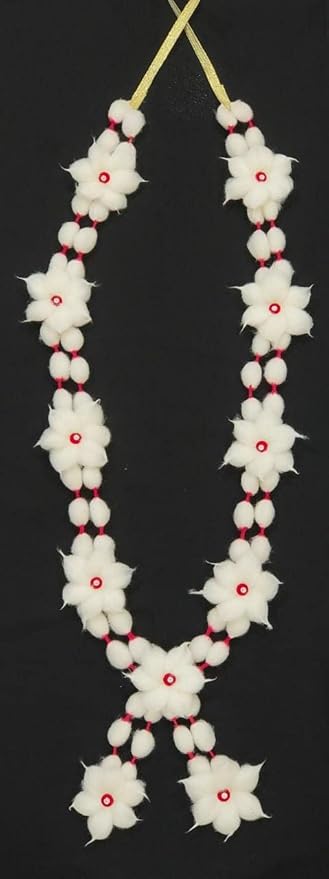 marigold creative houses cotton mala (garland) with gejje vastra & flowers (length 24 inches) 2 feet marigold creative houses cotton mala (garland) with gejje vastra & flowers (length 24 inches) 2 feet