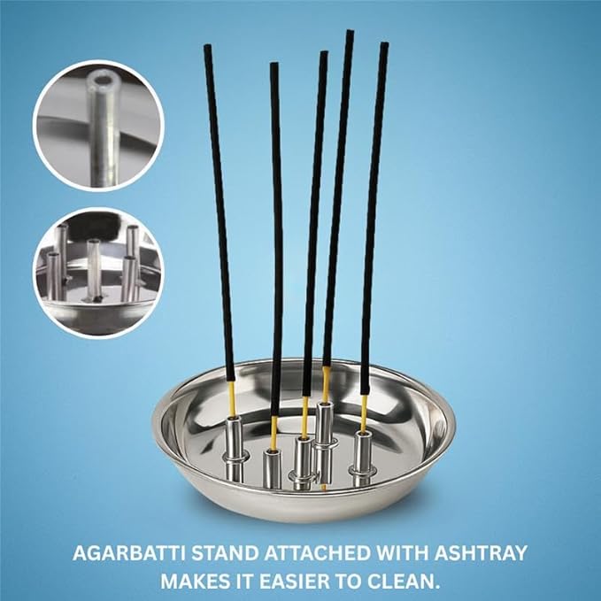 mch stainless steel agarbatti holder | multipurpose incense stick holder with ash collector | durable metal agarbatti stand for home, office & pooja use | (5 sticks holder) (pack of 2) mch stainless steel agarbatti holder | multipurpose incense stick holder with ash collector | durable metal agarbatti stand for home, office & pooja use | (5 sticks holder) (pack of 2)