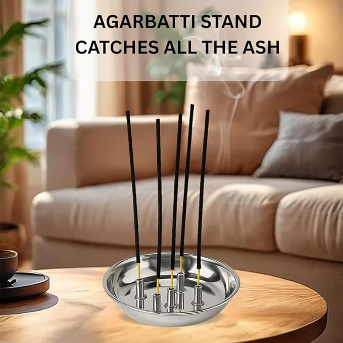 mch stainless steel agarbatti holder | multipurpose incense stick holder with ash collector | durable metal agarbatti stand for home, office & pooja use | (5 sticks holder) (pack of 2) mch stainless steel agarbatti holder | multipurpose incense stick holder with ash collector | durable metal agarbatti stand for home, office & pooja use | (5 sticks holder) (pack of 2)