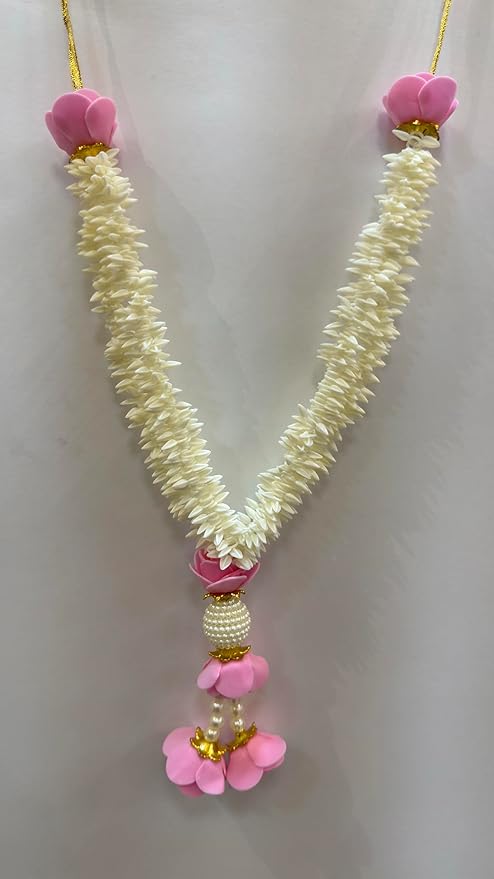 marigold creative houses handmade artificial garland flower mala, rose flower mala for pooja and photo frame (light pink roses) (12inch pack of 1) marigold creative houses handmade artificial garland flower mala, rose flower mala for pooja and photo frame (light pink roses) (12inch pack of 1)