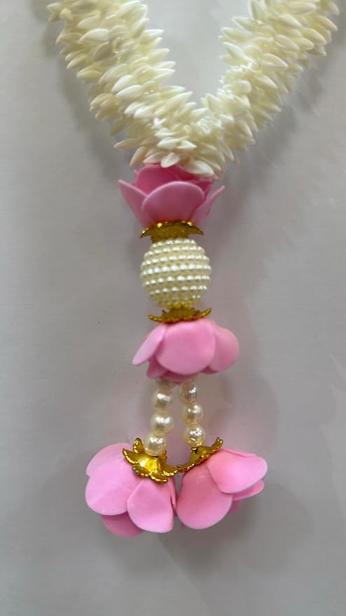 marigold creative houses handmade artificial garland flower mala, rose flower mala for pooja and photo frame (light pink roses) (12inch pack of 1) marigold creative houses handmade artificial garland flower mala, rose flower mala for pooja and photo frame (light pink roses) (12inch pack of 1)