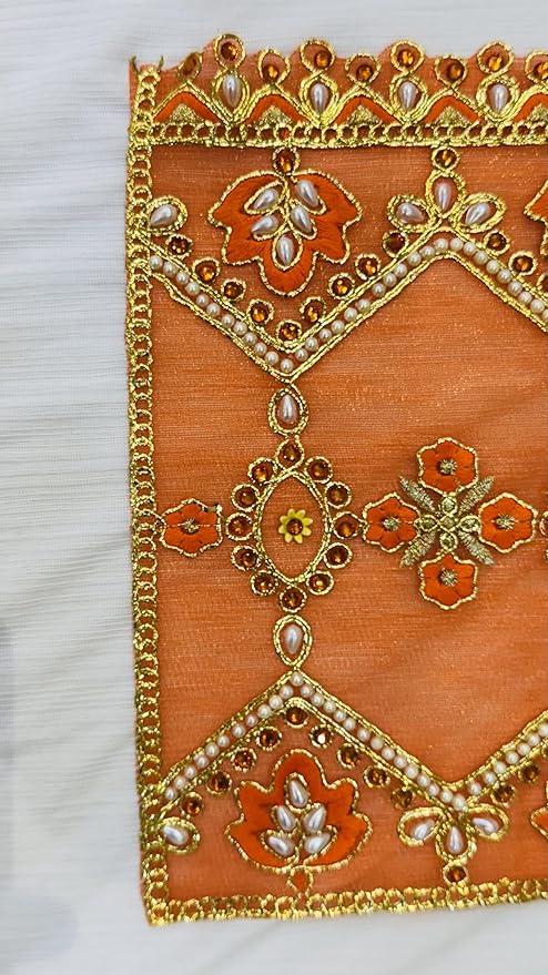 marigold creative houses pancharangi mata ki chunni/chunari set of 5 – soft net cloth with moti work/sparkling stones 13 x 9 inch, for navratri puja,(color: red, green, yellow, orange, pink) marigold creative houses pancharangi mata ki chunni/chunari set of 5 – soft net cloth with moti work/sparkling stones 13 x 9 inch, for navratri puja,(color: red, green, yellow, orange, pink)