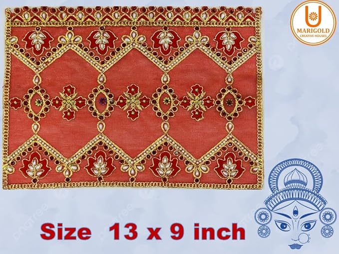 marigold creative houses red puja chunri/chunari/chundadi, matarani ki chunri, devi mata ki chunni, pooja chunari/dupatta/net chunri set of 2 (size 13 inch * 9 inch) by marigold creative houses marigold creative houses red puja chunri/chunari/chundadi, matarani ki chunri, devi mata ki chunni, pooja chunari/dupatta/net chunri set of 2 (size 13 inch * 9 inch) by marigold creative houses