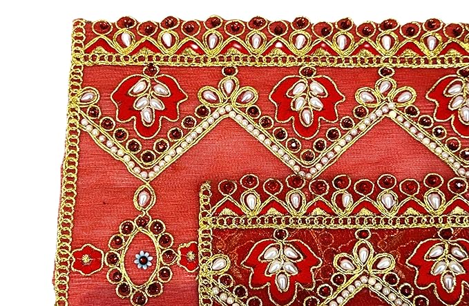 marigold creative houses red puja chunri/chunari/chundadi, matarani ki chunri, devi mata ki chunni, pooja chunari/dupatta/net chunri set of 2 (size 13 inch * 9 inch) by marigold creative houses marigold creative houses red puja chunri/chunari/chundadi, matarani ki chunri, devi mata ki chunni, pooja chunari/dupatta/net chunri set of 2 (size 13 inch * 9 inch) by marigold creative houses