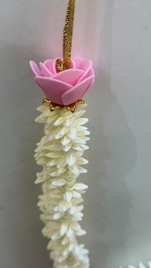 marigold creative houses handmade artificial garland flower mala, rose flower mala for pooja and photo frame (light pink roses) (12inch pack of 1) marigold creative houses handmade artificial garland flower mala, rose flower mala for pooja and photo frame (light pink roses) (12inch pack of 1)